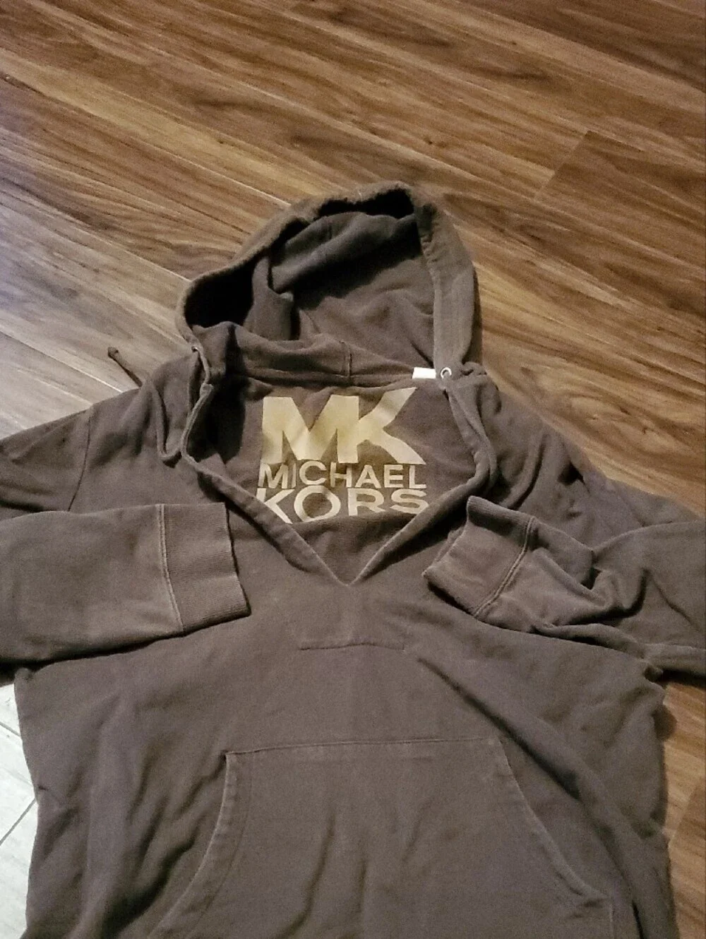 Michael Kors Brown Hoodie with Gold Logo Accent